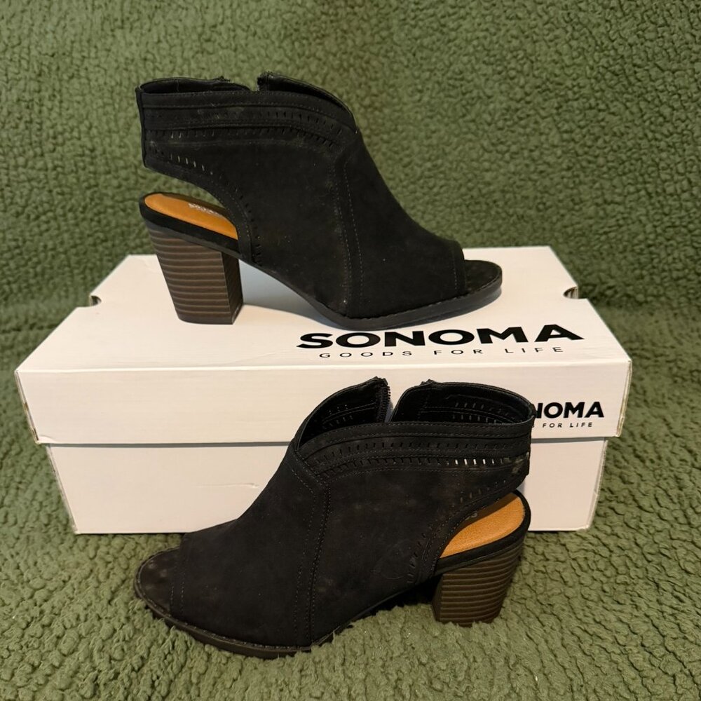 Sonoma Thelma Black Peep Toe Booties Size 8